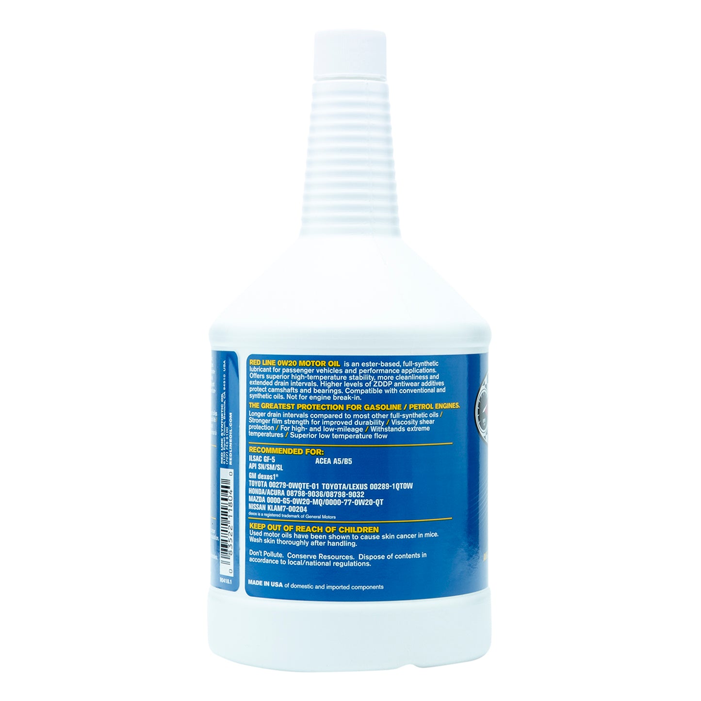 RedLine: 0W20 Motor Oil - quart
