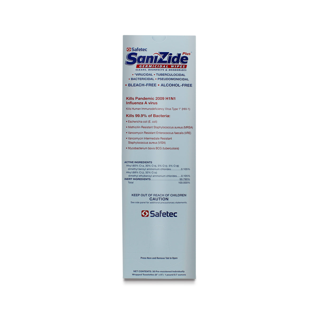 SafeTec - SaniZide Plus® Surface Disinfectant Wipes - 50ct. Box