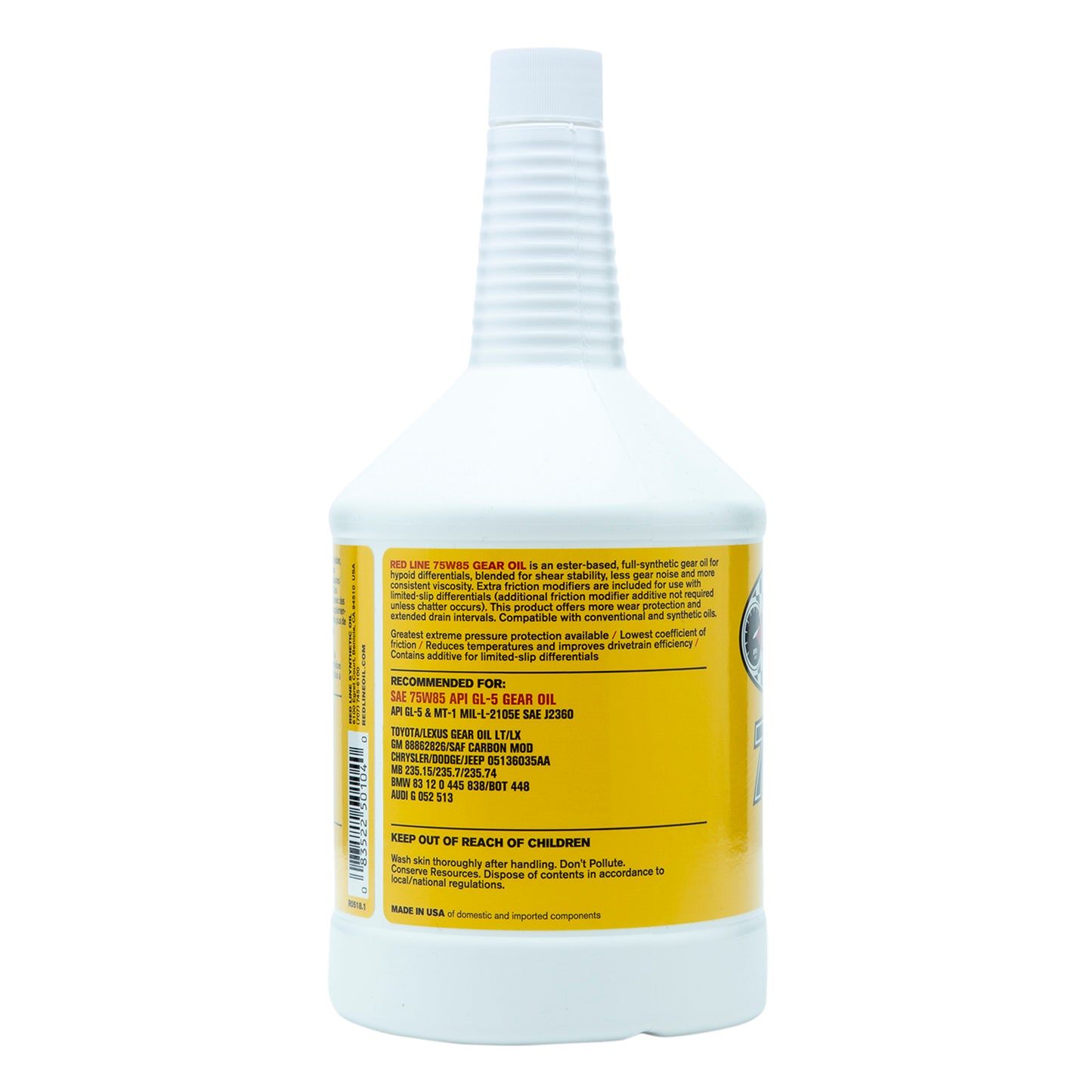 RedLine: 75W85 GL-5 Gear Oil - 1 quart