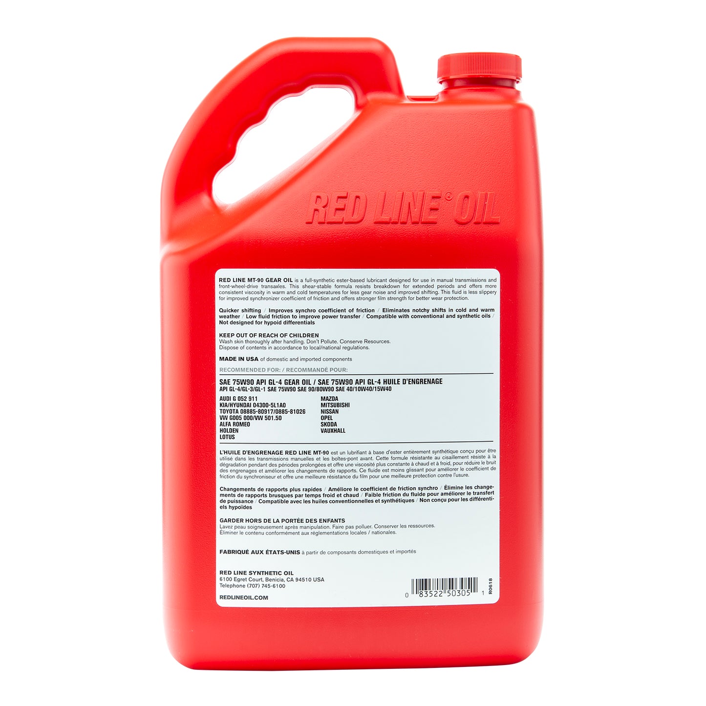 RedLine:  50305 MT-90 Manual Transmission (MT) 75W90 Gear Oil - Synthetic Gear Lube - 1 Gallon