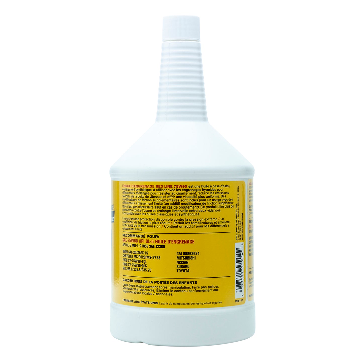 RedLine:  75W90 GL-5 Gear Oil - quart