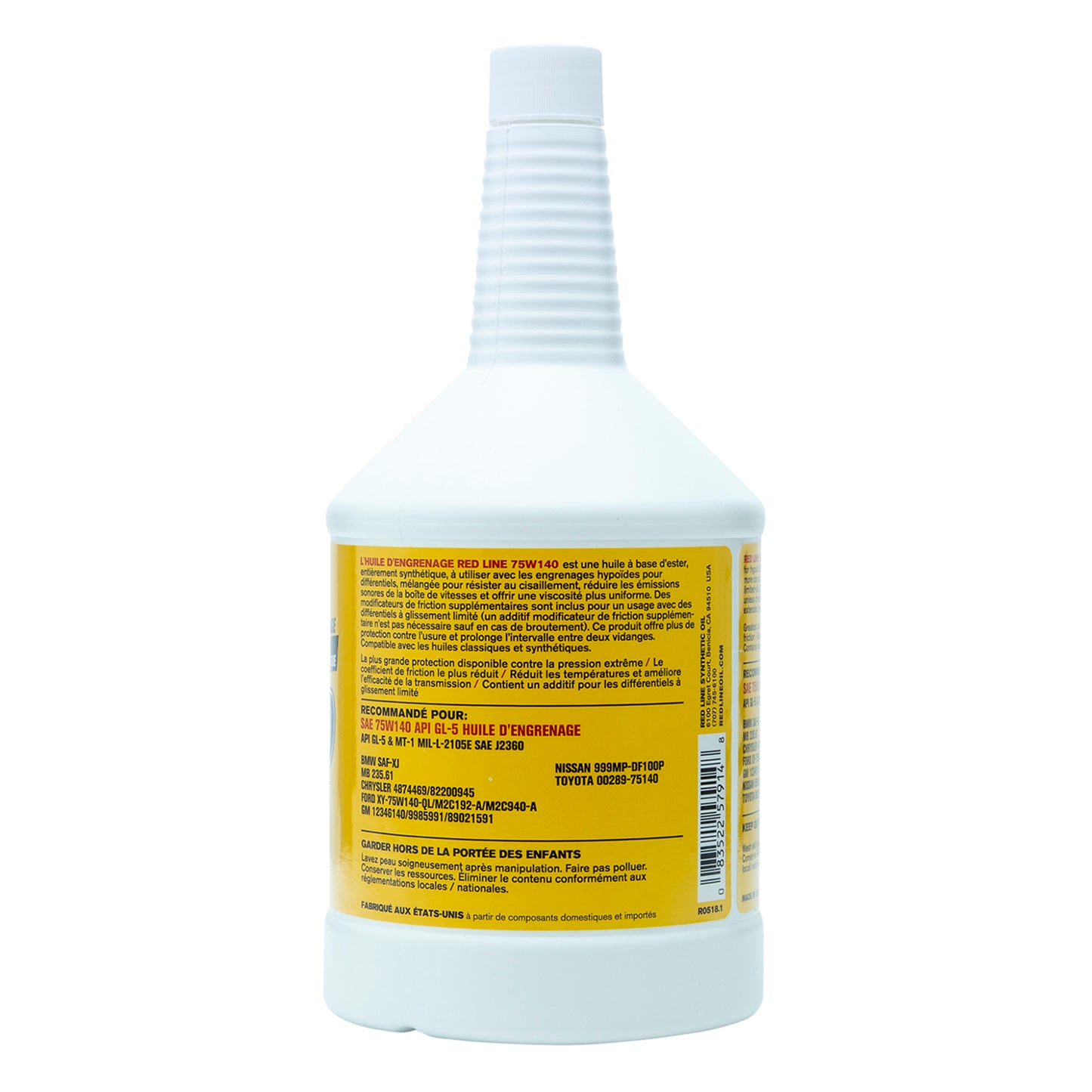 RedLine: 75W140 GL-5 Gear Oil - quart