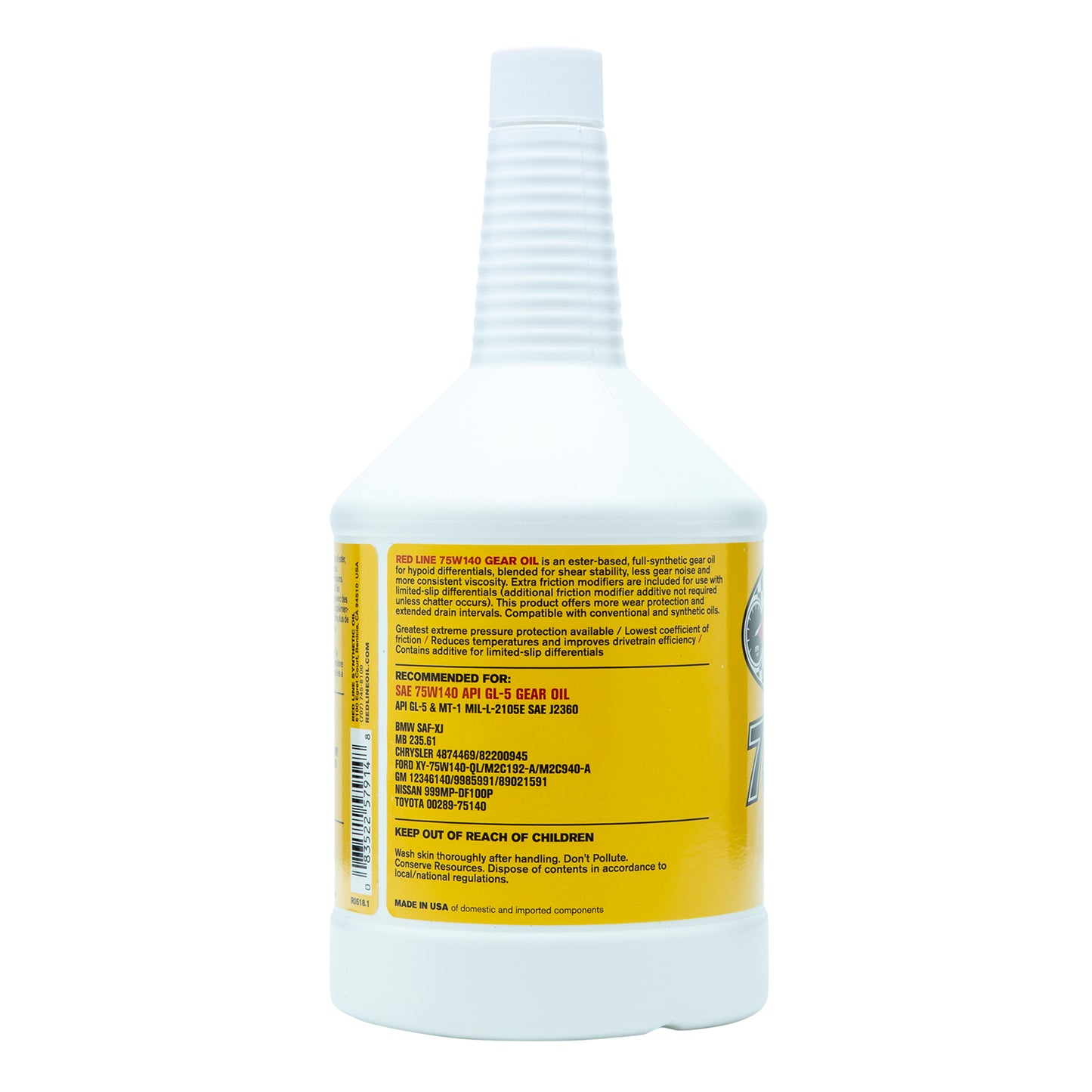 RedLine: 75W140 GL-5 Gear Oil - quart