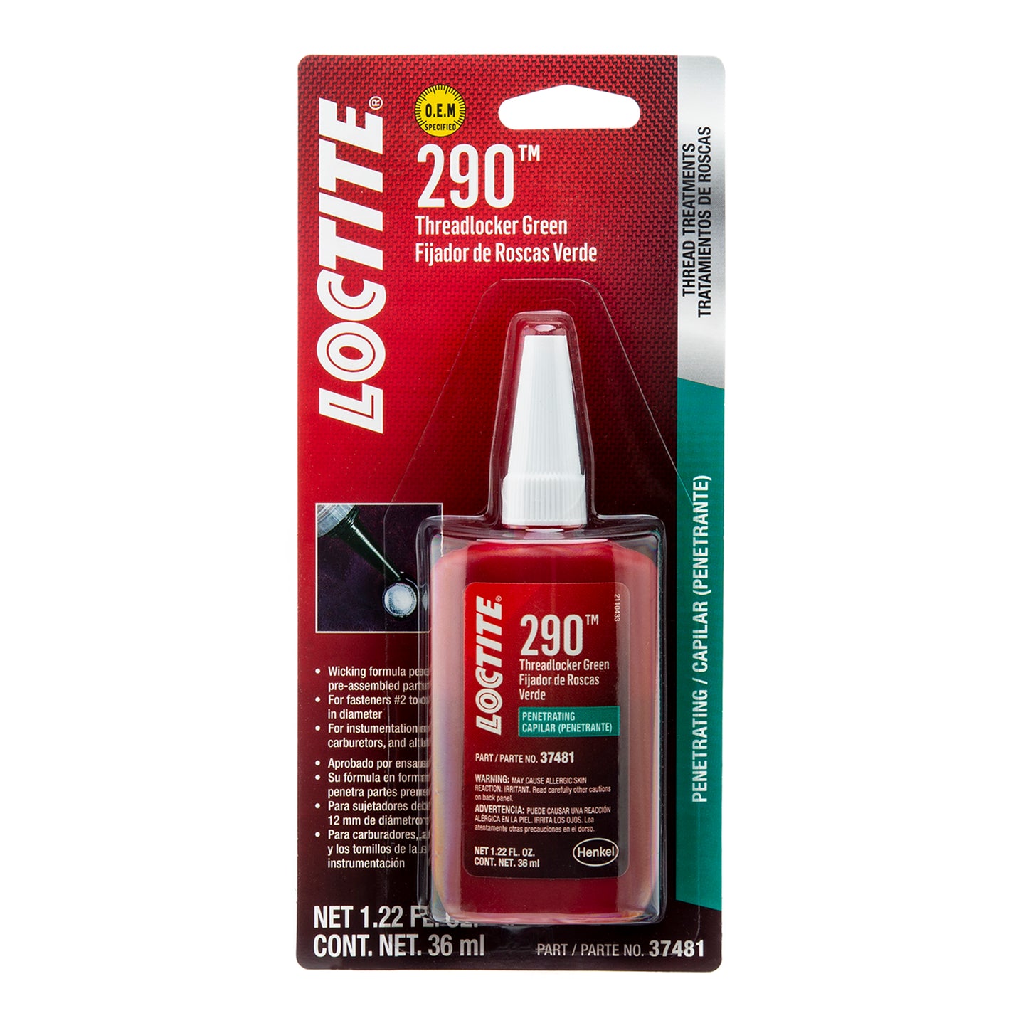 Loctite Wicking Grade Threadlocker 290™ - Penetrating/Green - 36 ML