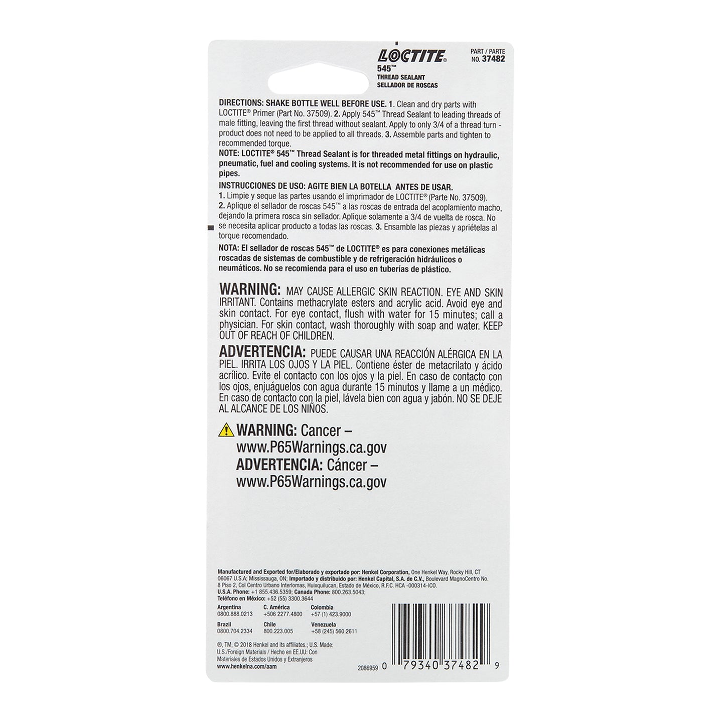 Loctite Thread Sealant 545™ - Pneumatic/Hydraulic - 36 ML