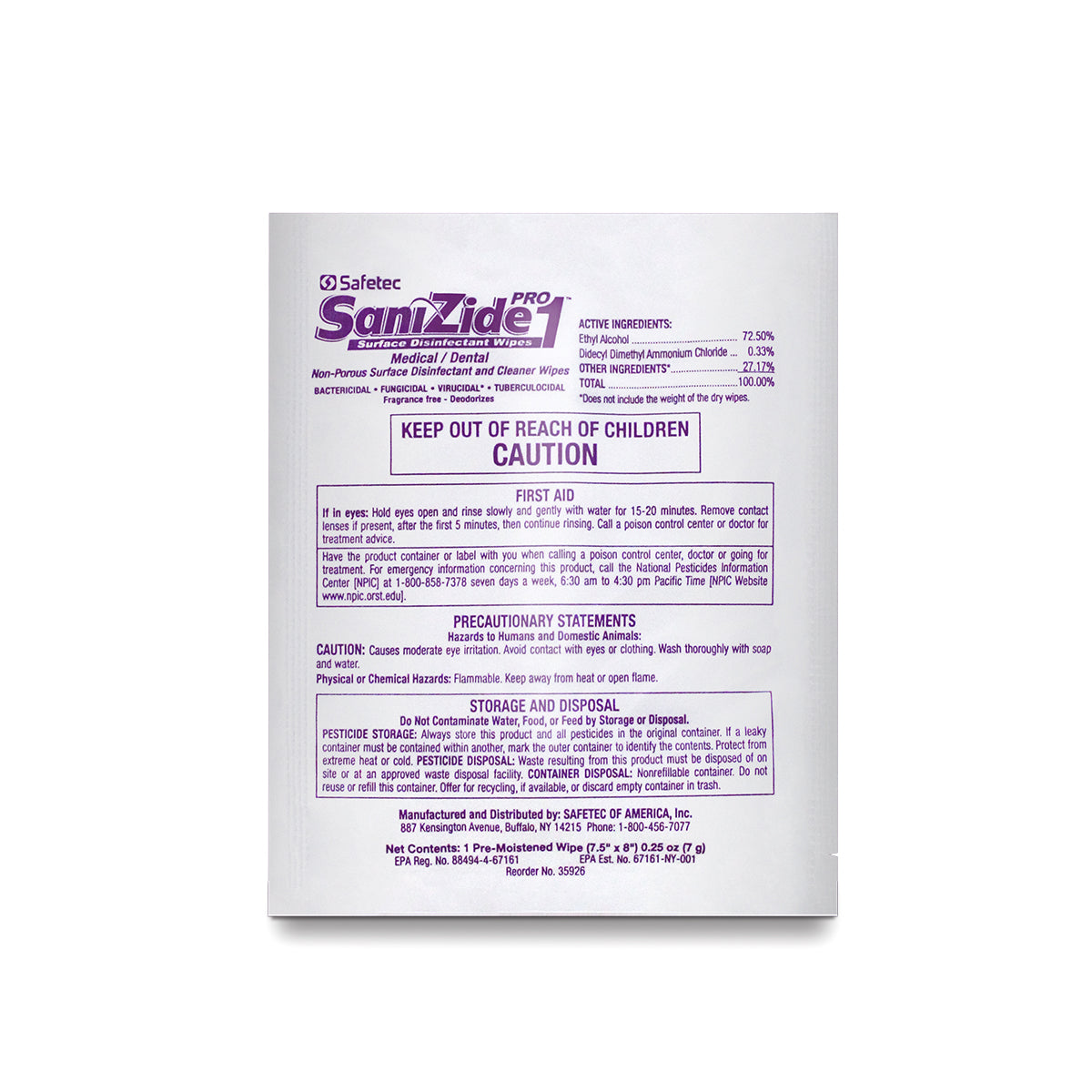 SafeTec - SaniZide Pro 1® Surface Disinfectant Wipes - 50ct. data-zoom=