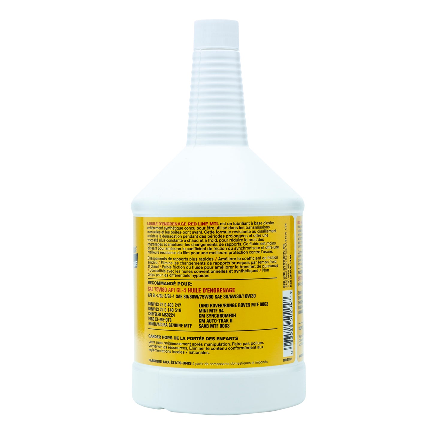 RedLine: MTL 75W80 GL-4 - 1quart