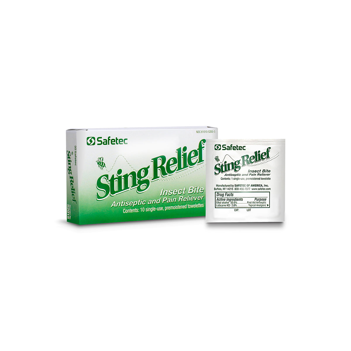 SafeTec - Sting Relief Wipes - 10ct. data-zoom=