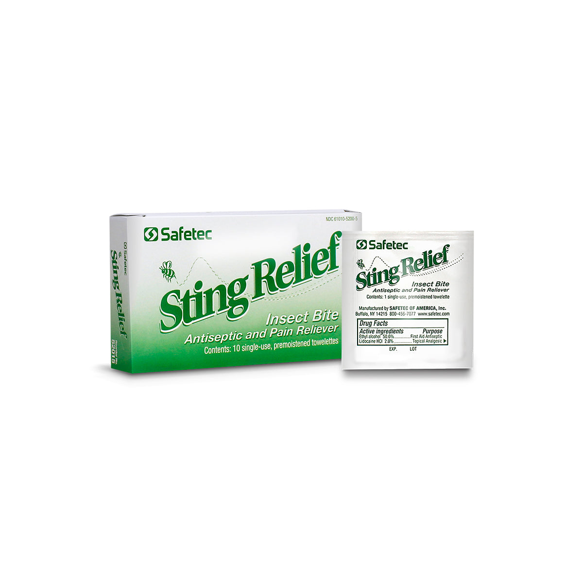 SafeTec - Sting Relief Wipes - 10ct.